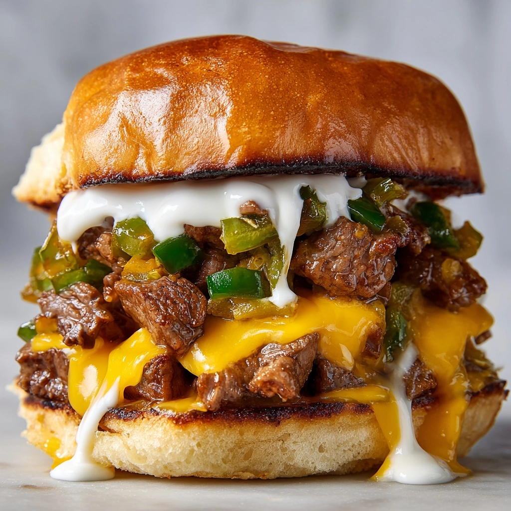 Philly Cheese Steak Burgers Recipe - Recipe Image