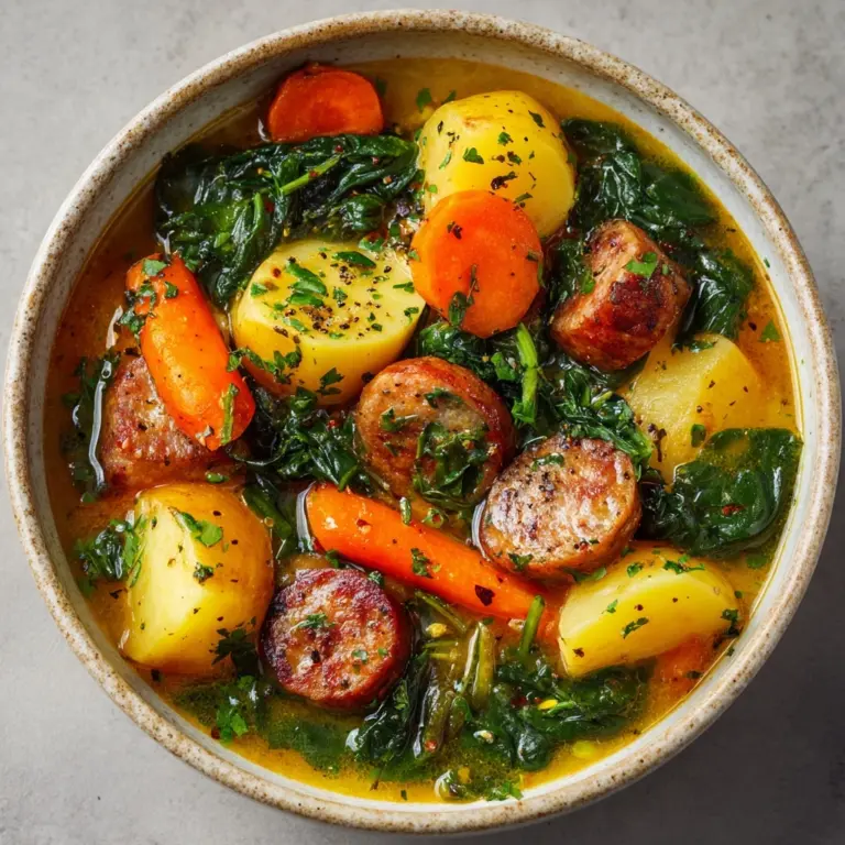Italian Sausage Potato Soup with Carrots & Spinach Recipe