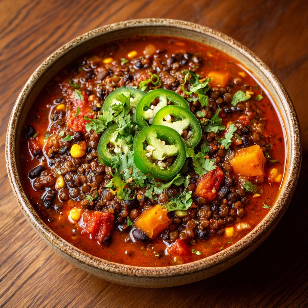 Three-Bean Sweet Potato Chili Recipe - Recipe Image