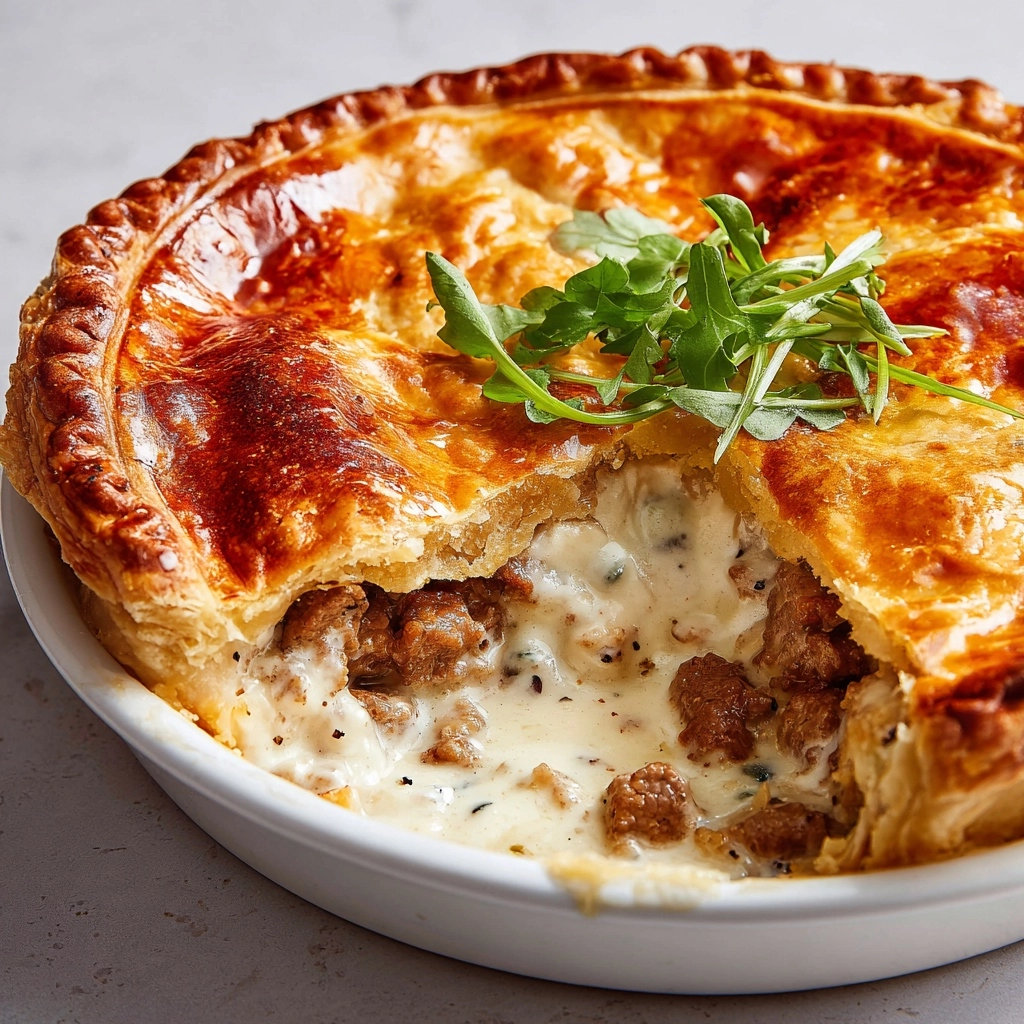 Creamy Sausage Pie with Flaky Puff Pastry Recipe - Recipe Image