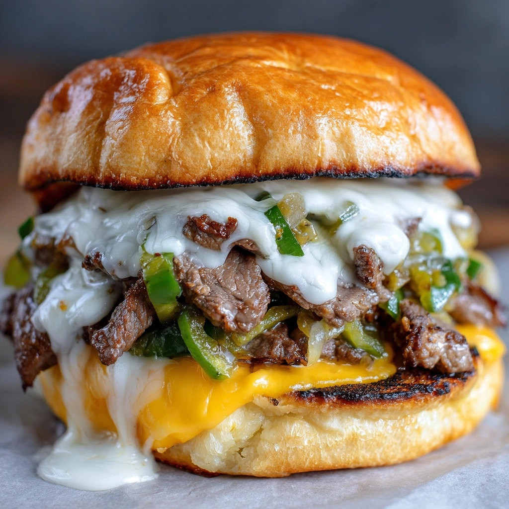 Philly Cheese Steak Burgers Recipe - Recipe Image