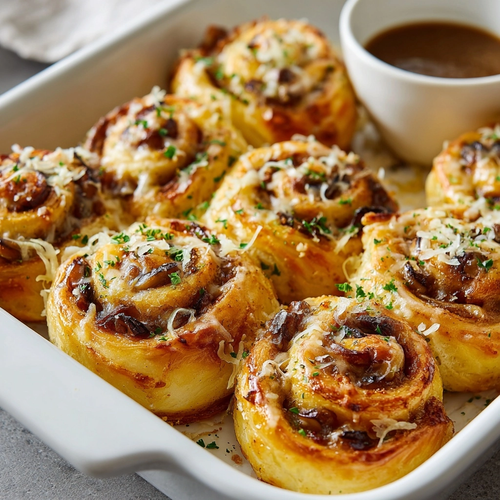 French Dip Roast Beef Pinwheels Recipe - Recipe Image