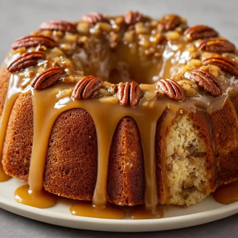 Apple Pecan Cake with Caramel Glaze Recipe