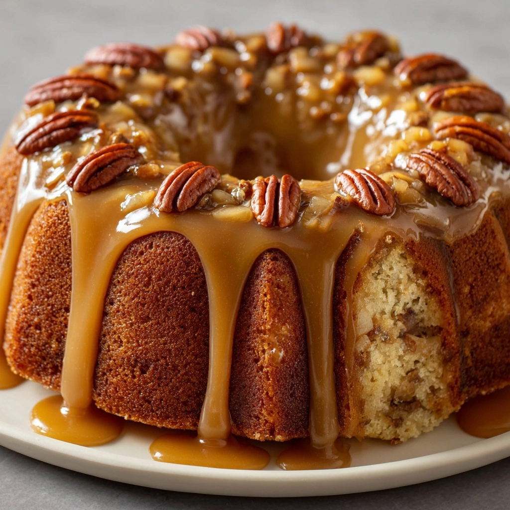 Apple Pecan Cake with Caramel Glaze Recipe - Recipe Image