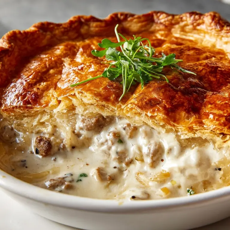 Creamy Sausage Pie with Flaky Puff Pastry Recipe