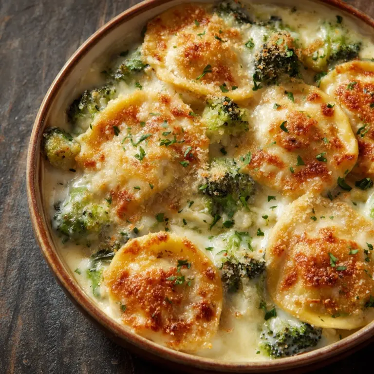 Creamy Broccoli Cheddar Casserole with Garlic Butter Pretzels Recipe