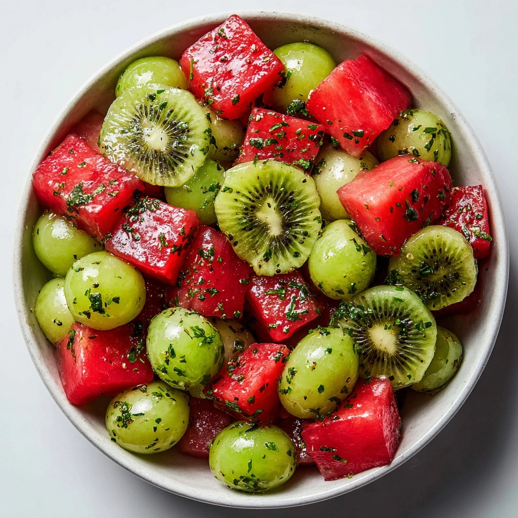Watermelon Kiwi and Green Grape Salad Recipe - Recipe Image