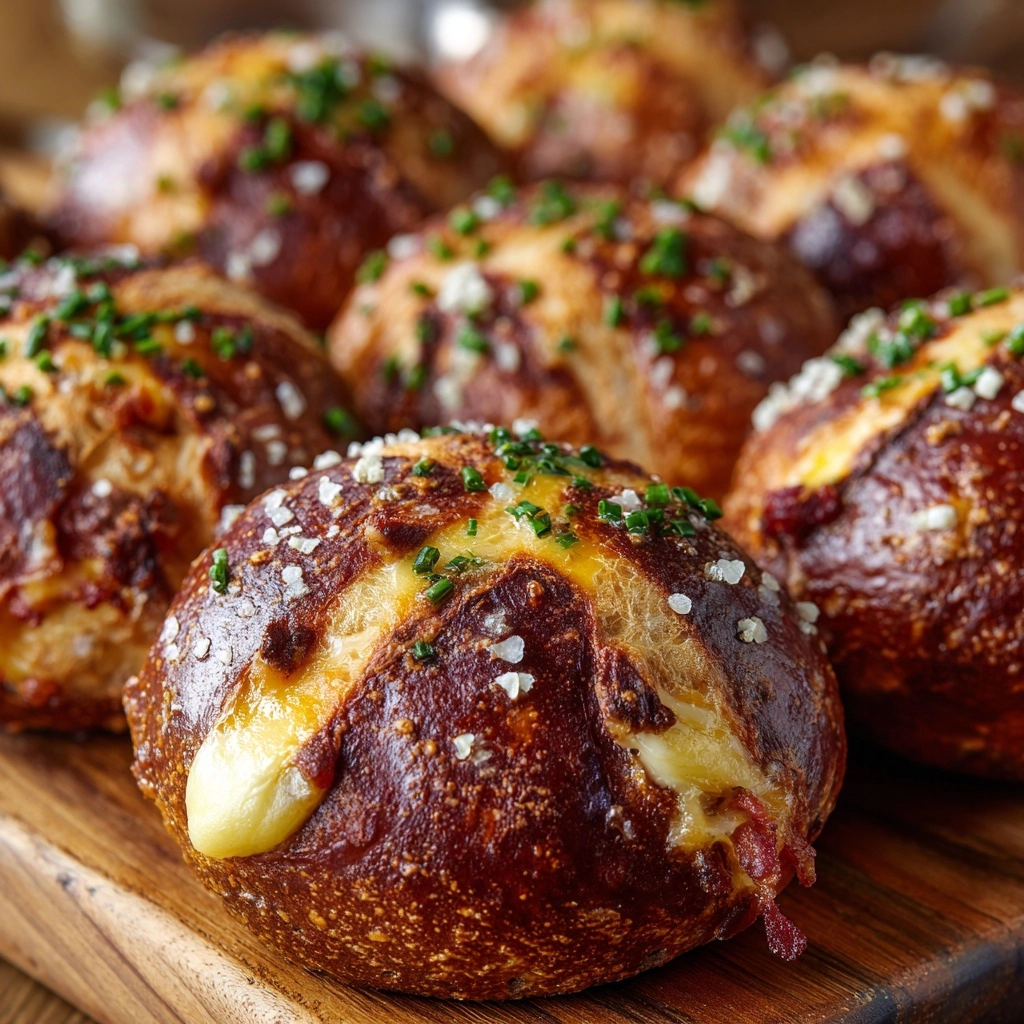Stuffed Breakfast Pretzel Rolls Bursting with Savory Goodness Recipe - Recipe Image