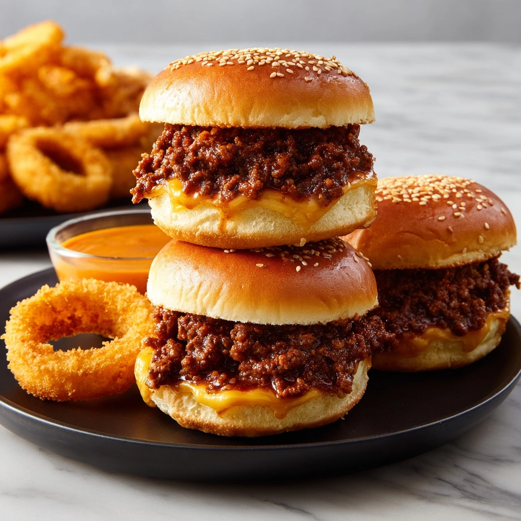 Onion Ring Cheese Burger Sliders Recipe - Recipe Image