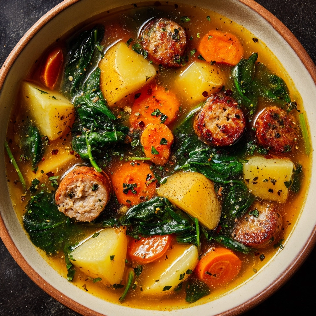 Italian Sausage Potato Soup with Carrots & Spinach Recipe - Recipe Image