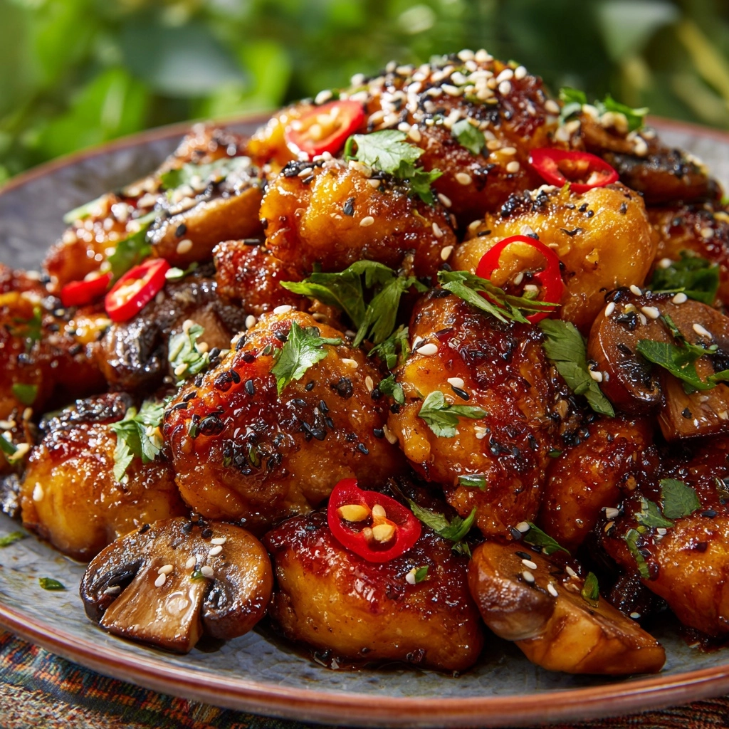 Garlic Mushroom Chicken Bites Recipe - Recipe Image