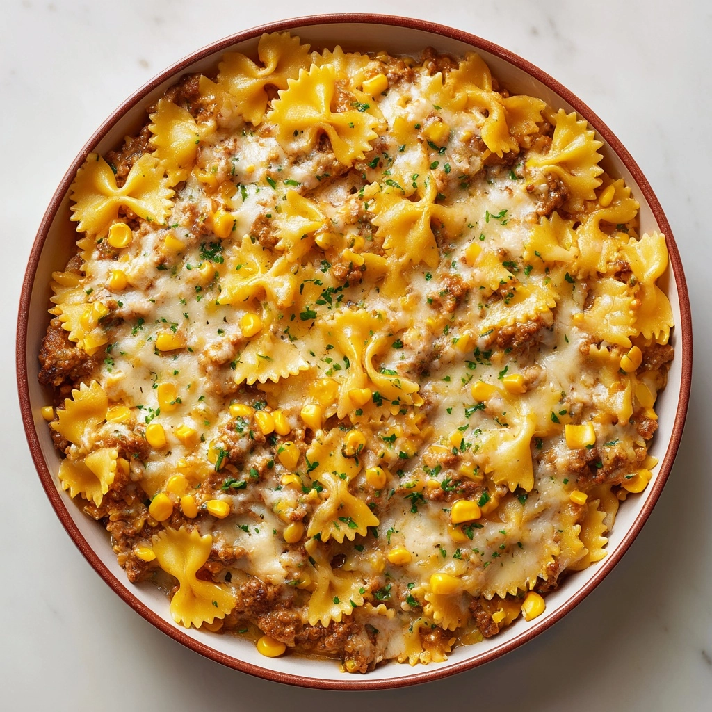 Garlic Butter Ranch Beef and Roasted Corn Bowtie Casserole Recipe - Recipe Image