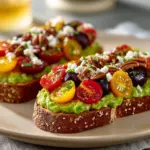 Avocado Toast with Feta Cheese, Cherry Tomatoes, Cranberries, and Walnuts Recipe