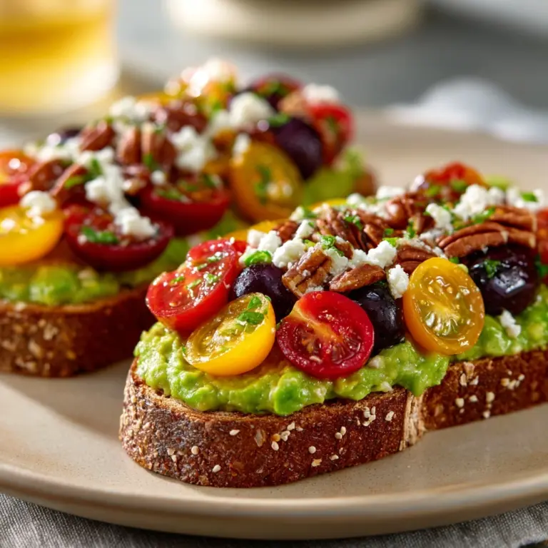 Avocado Toast with Feta Cheese, Cherry Tomatoes, Cranberries, and Walnuts Recipe