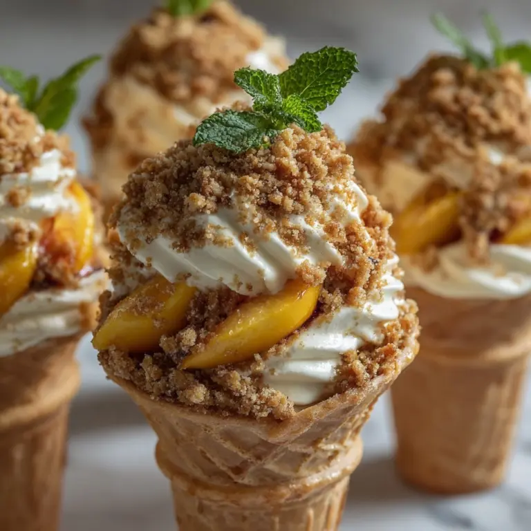 Peach Cobbler Cheesecake Cones Recipe