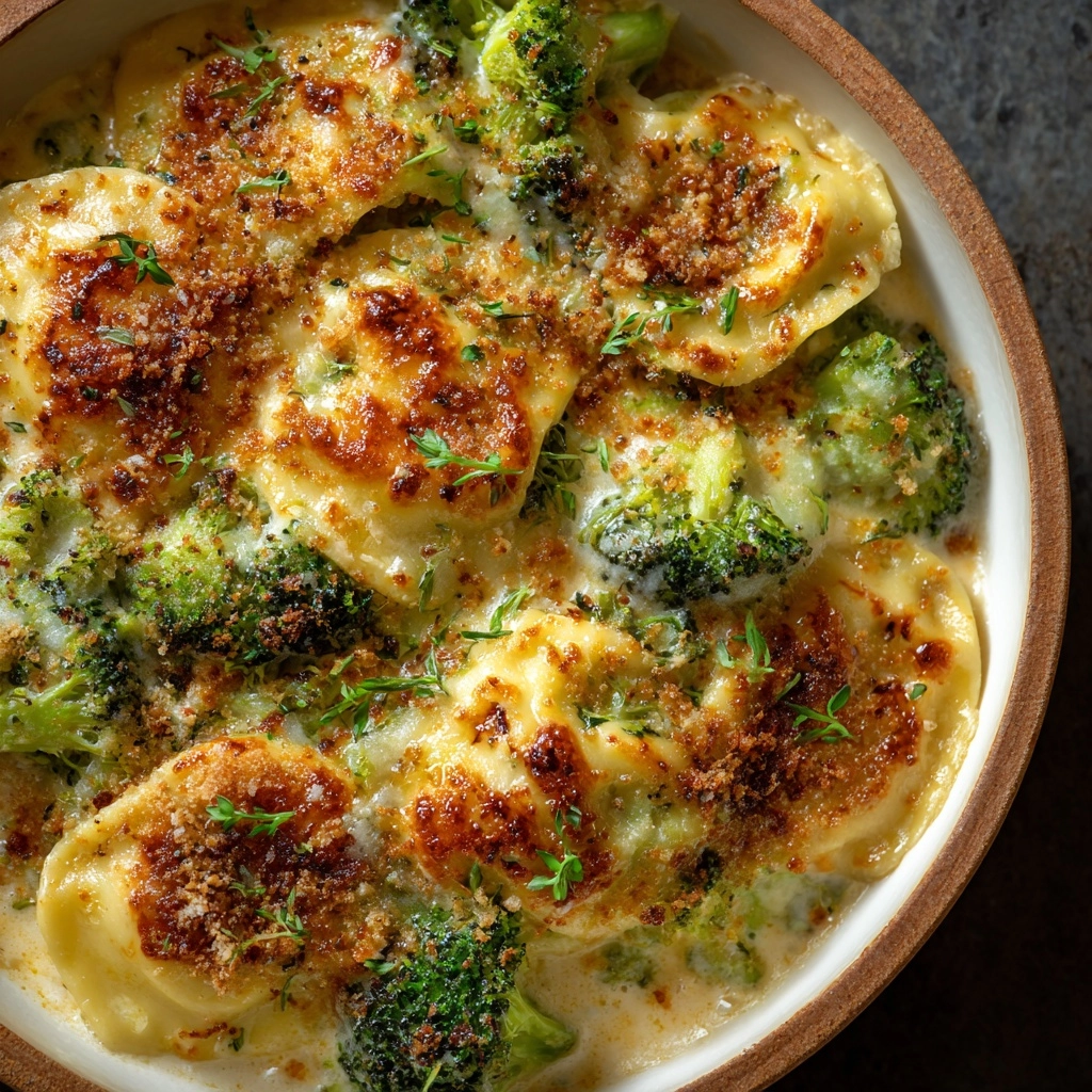 Creamy Broccoli Cheddar Casserole with Garlic Butter Pretzels Recipe - Recipe Image