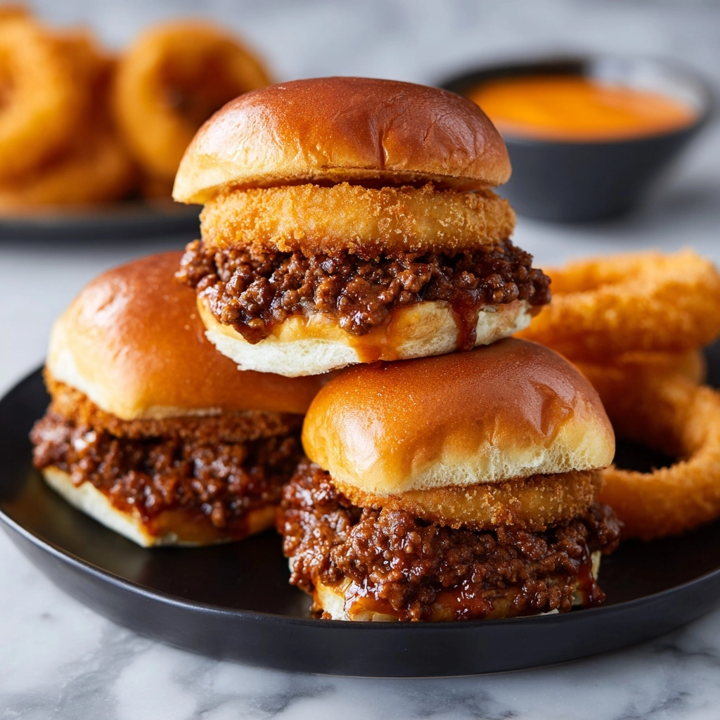 Onion Ring Cheese Burger Sliders Recipe - Recipe Image