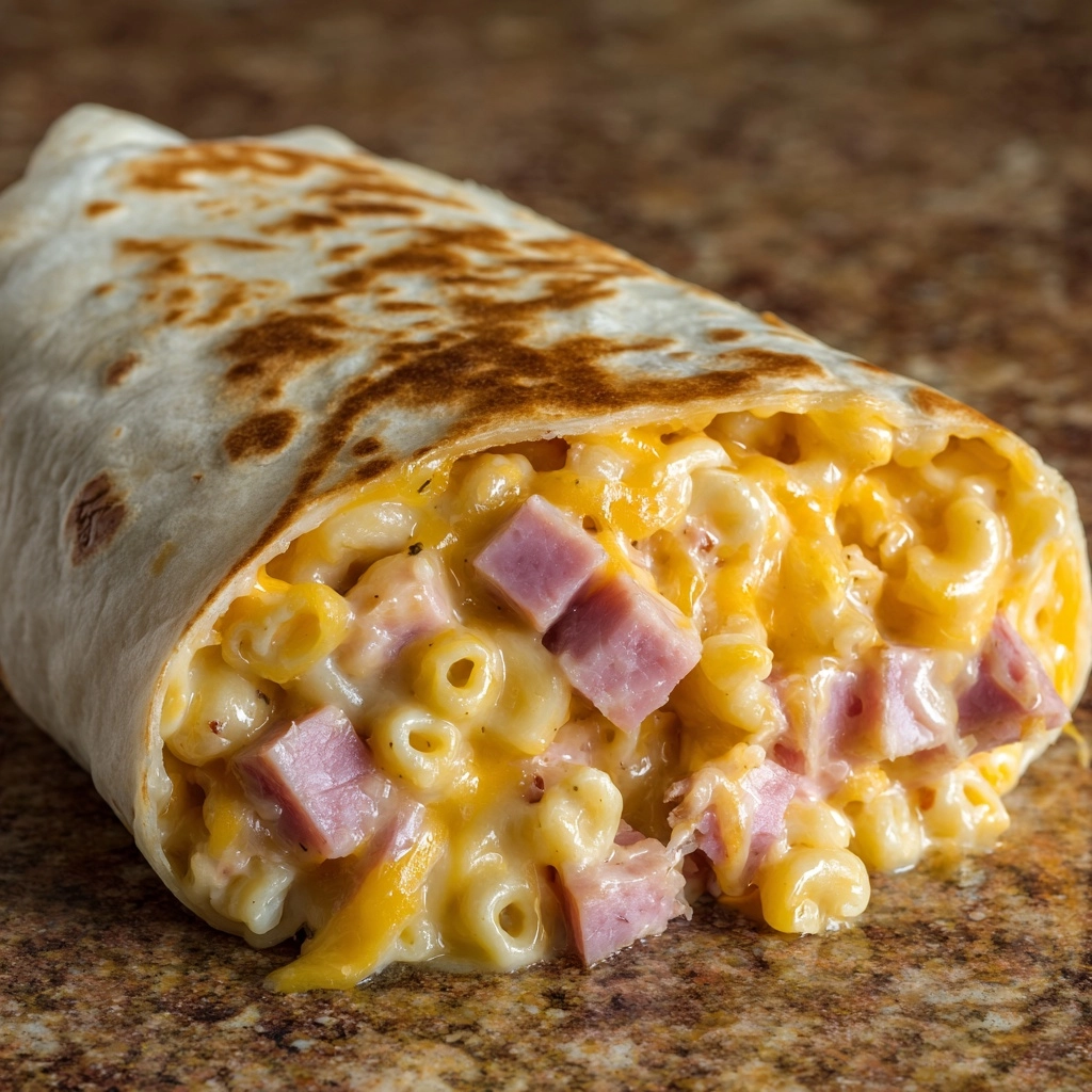 Mac ‘n’ Cheese Burger Wrap Recipe - Recipe Image