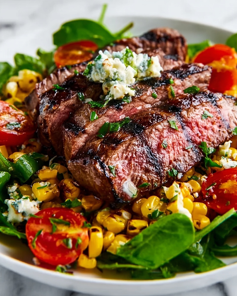 Balsamic Steak Gorgonzola Salad with Grilled Corn Recipe - Recipe Image