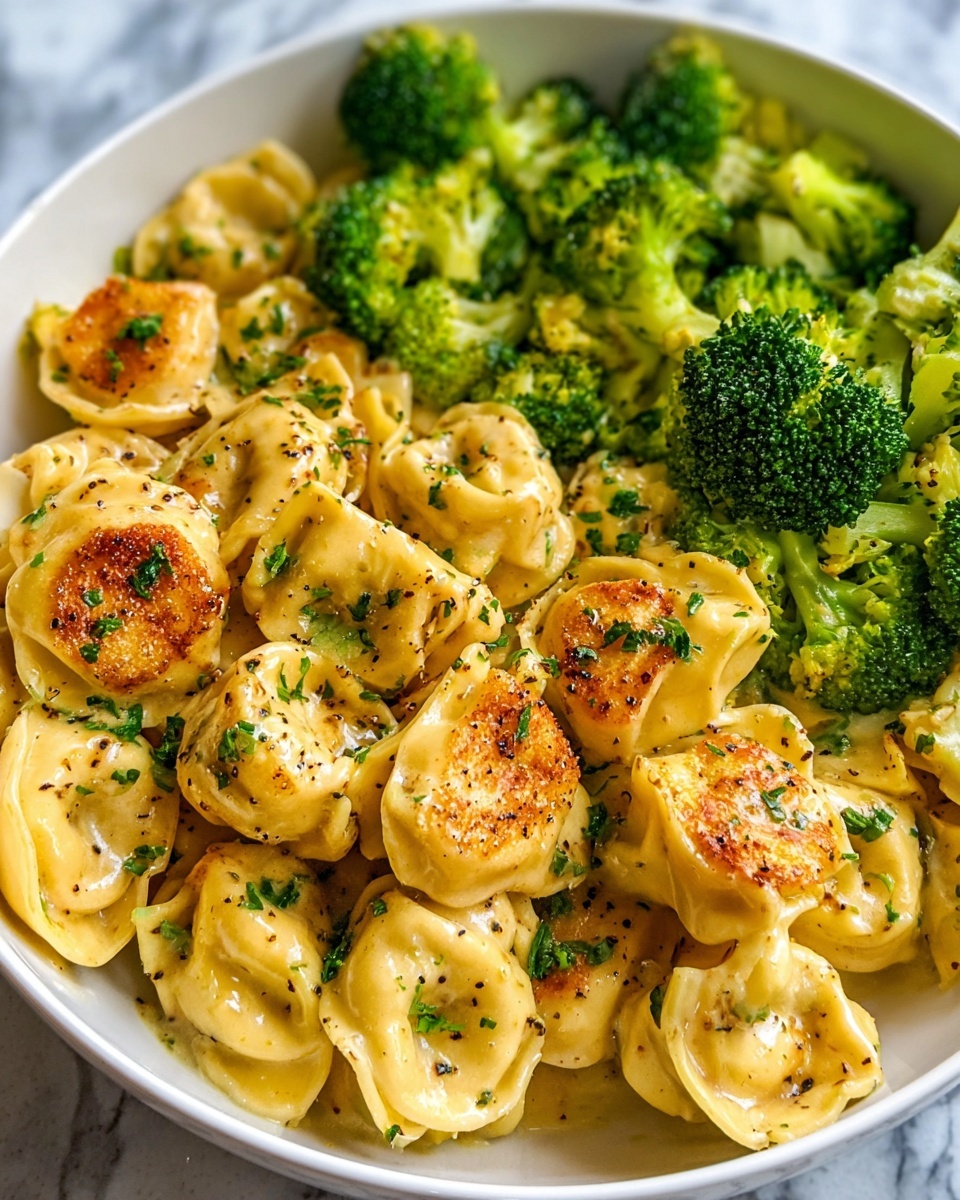 Creamy Garlic Parmesan Tortellini with Chicken & Broccoli Recipe - Recipe Image
