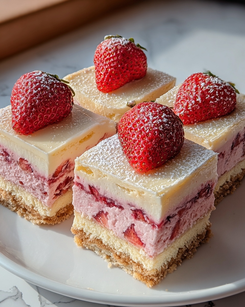 Strawberry Lemonade Cheesecake Bars Recipe - Recipe Image