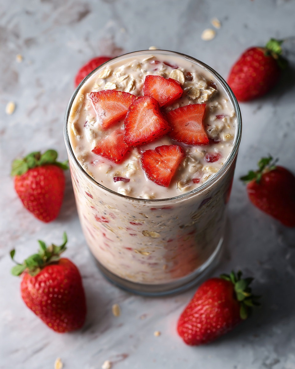 Strawberries and Cream Overnight Oats Recipe - Recipe Image