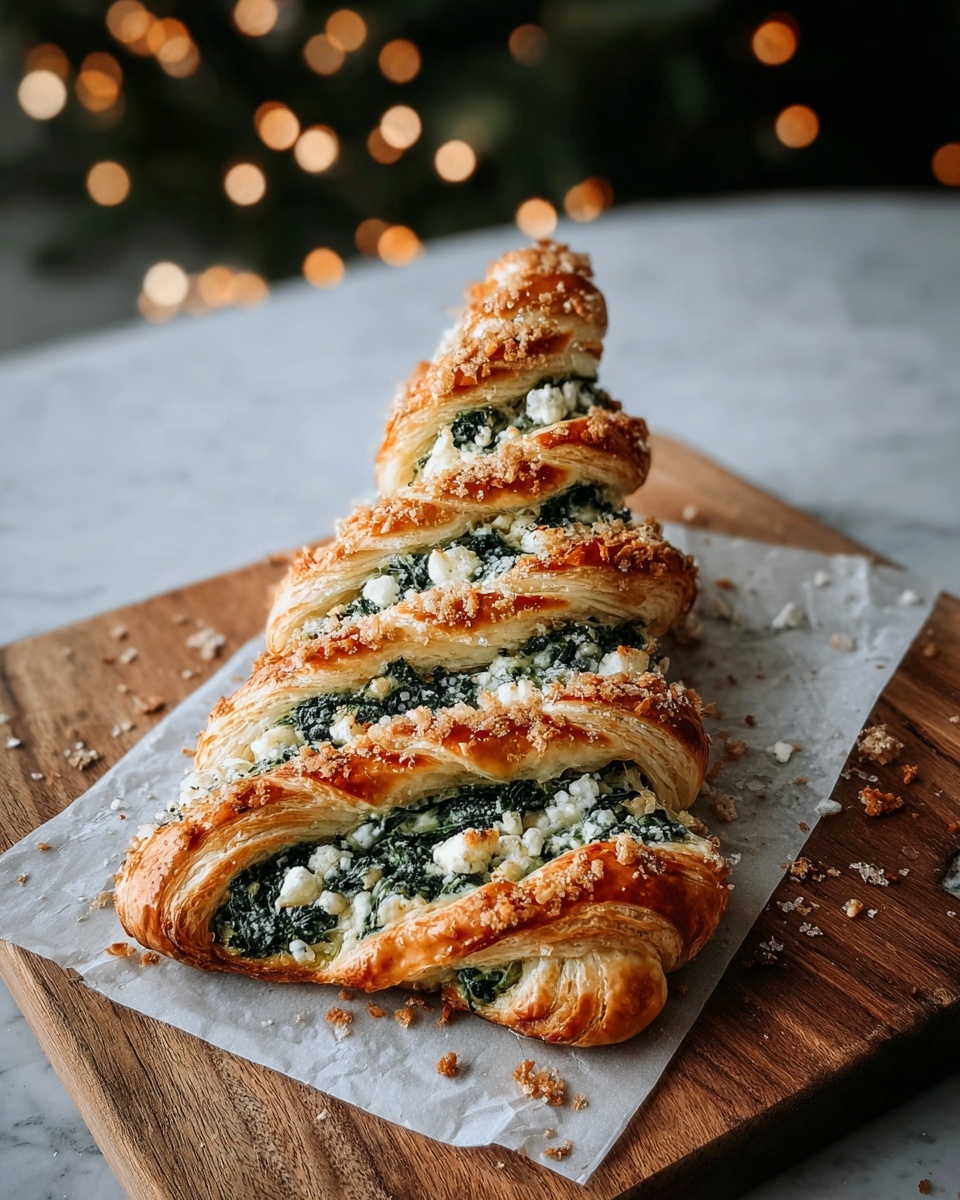 Easy Christmas Tree Spinach Feta Bread Recipe - Recipe Image