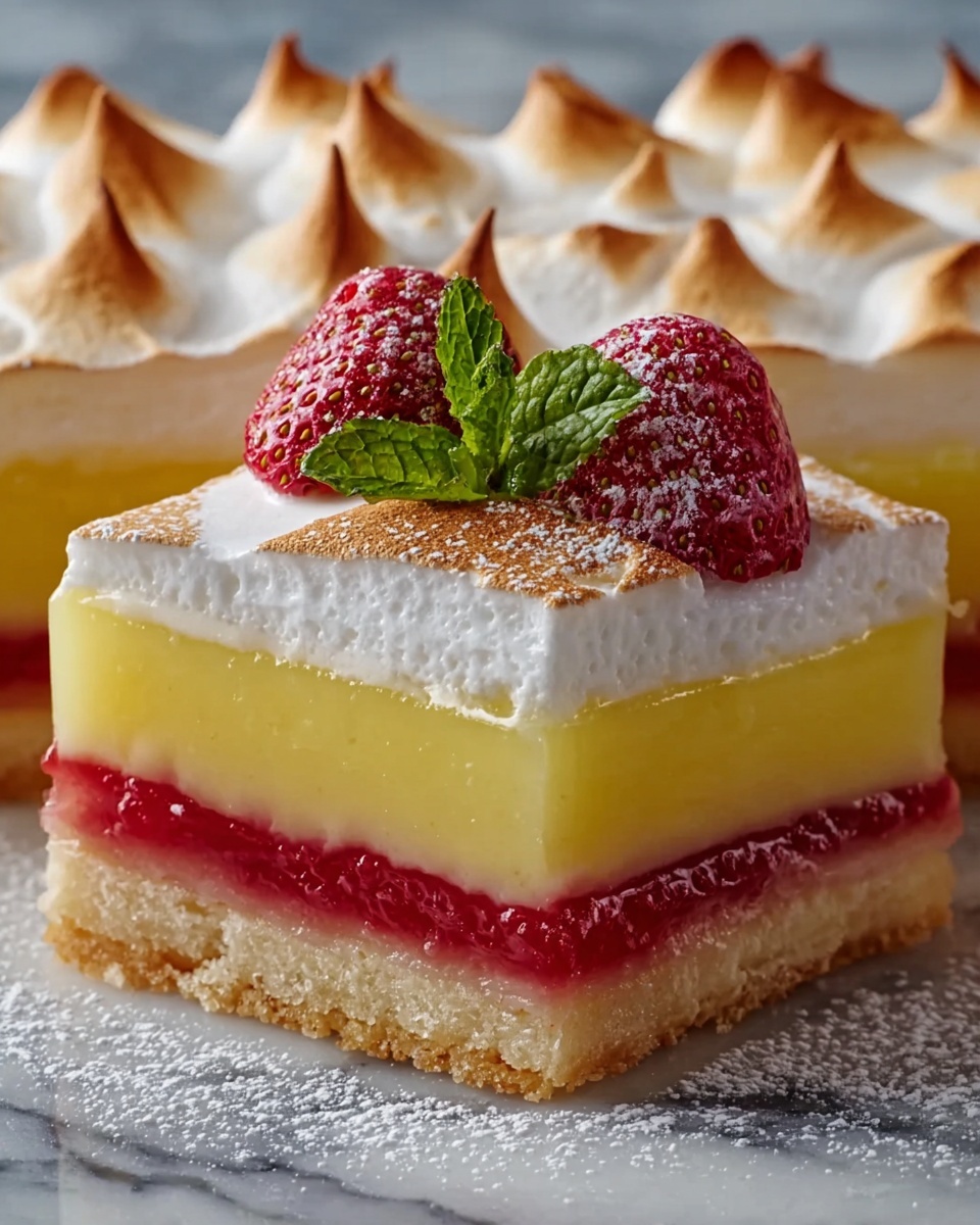 Lemon Pie Bars with Strawberry Meringue Recipe - Recipe Image