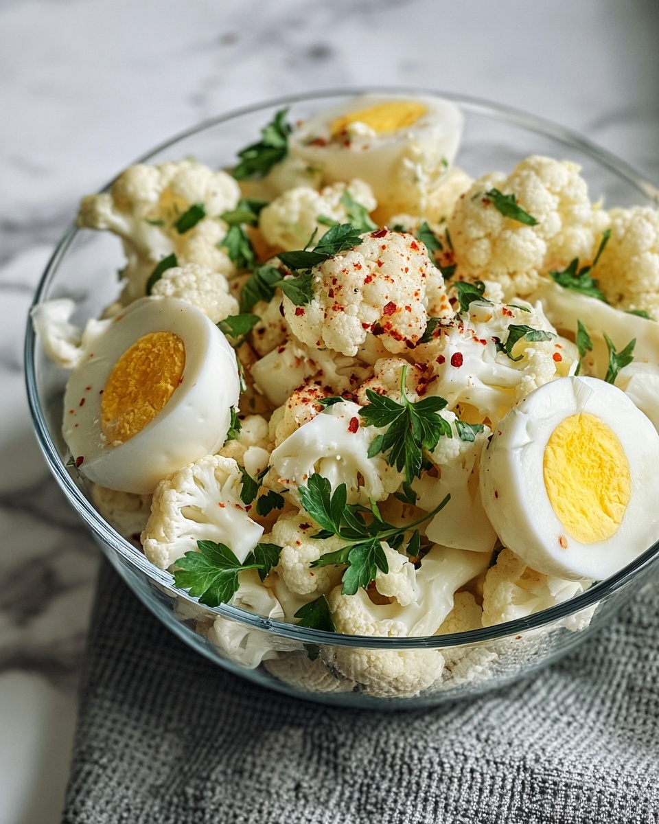 Cauliflower Salad with Mashed Egg Yolks and Relish Recipe - Recipe Image