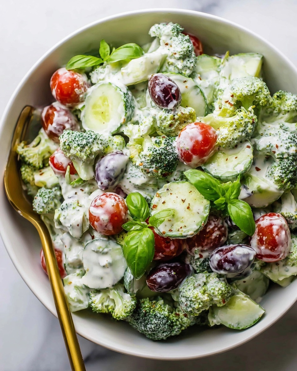 Greek Healthy Broccoli Salad with Lemon Cashew Dressing Recipe - Recipe Image