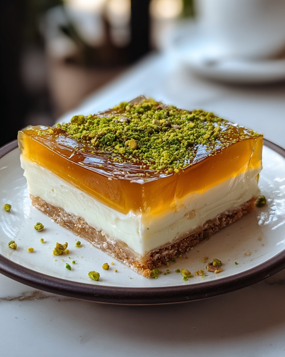 Honey Pistachio Baklava Cheesecake Recipe - Recipe Image