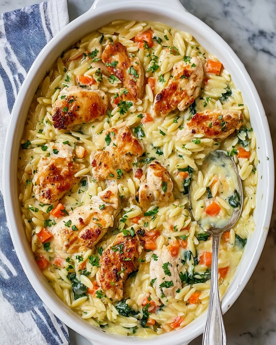 Creamy Chicken and Orzo Bake Recipe - Recipe Image
