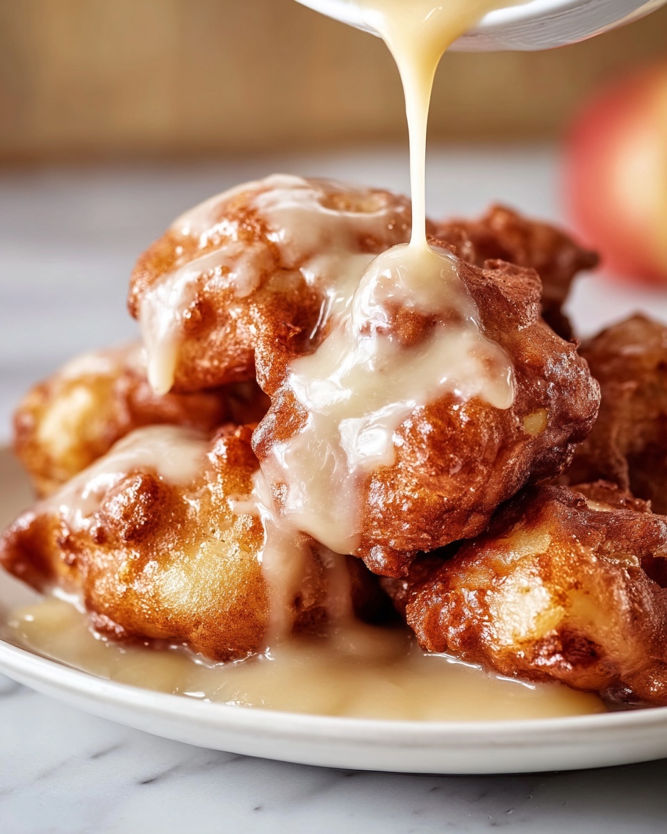 Soft Cinnamon Apple Fritters with Vanilla Glaze Recipe - Recipe Image