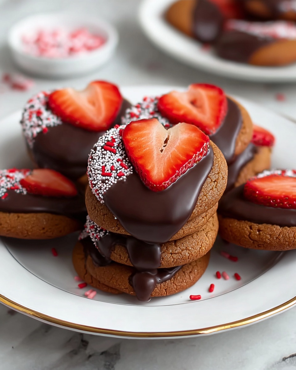 Chocolate Dipped Strawberry Cookies Recipe - Recipe Image
