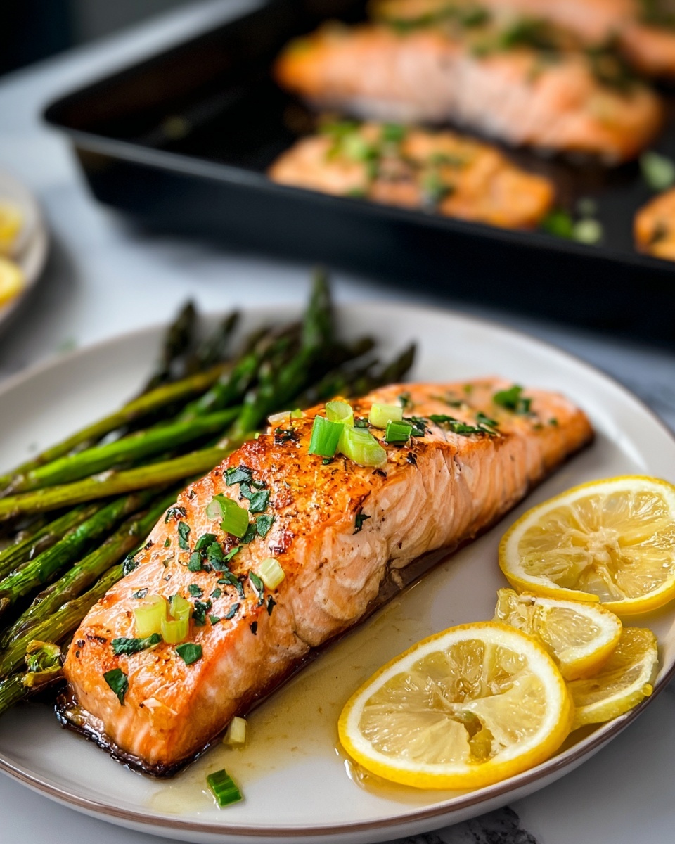 Sheet-Pan Garlic Butter Salmon & Asparagus Recipe - Recipe Image