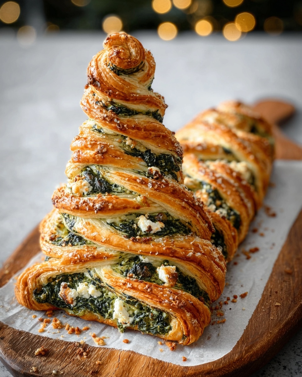 Easy Christmas Tree Spinach Feta Bread Recipe - Recipe Image