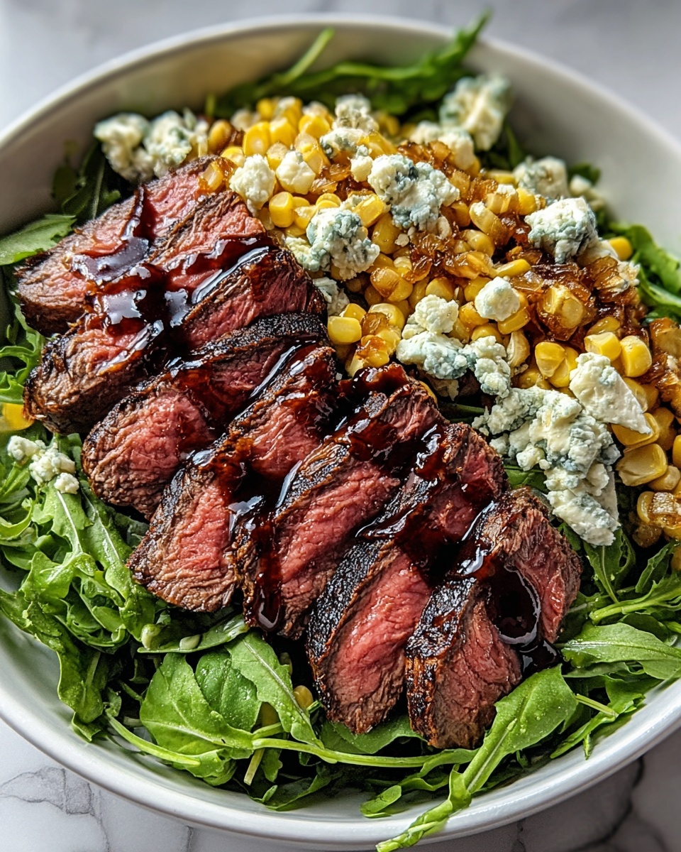Grilled Balsamic Steak Salad with Gorgonzola and Corn Recipe - Recipe Image