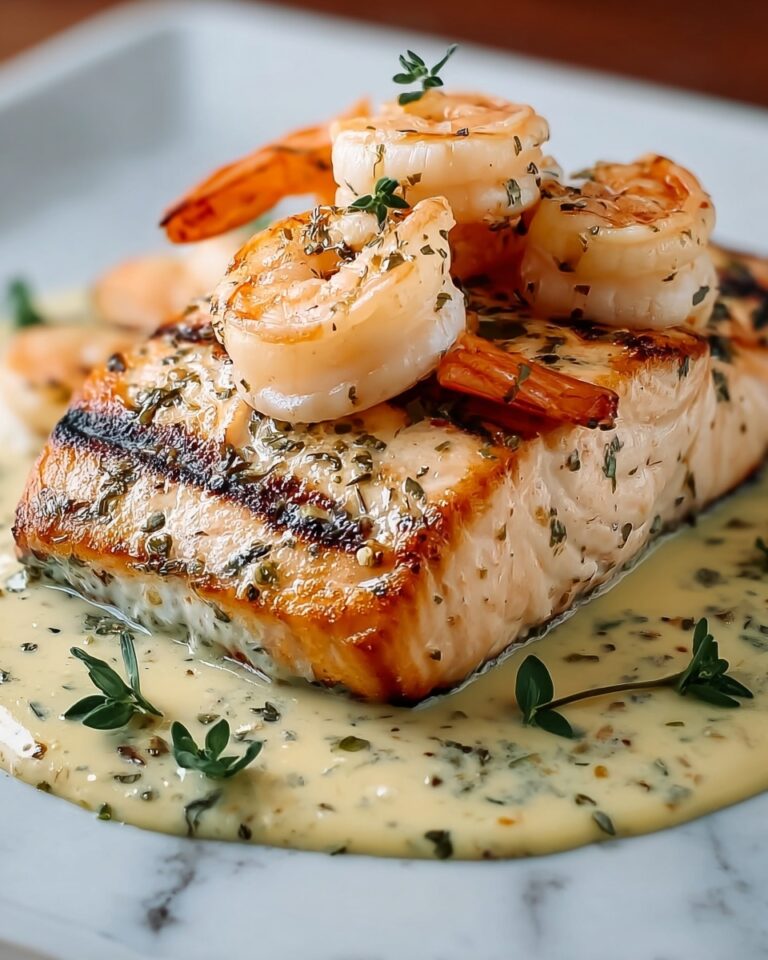 Salmon and Shrimp with Creamy Garlic Sauce Recipe