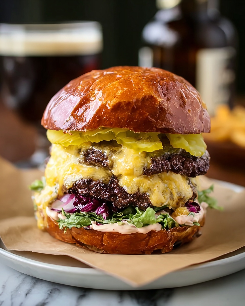 Corned Beef Burgers with Irish Cheddar and Sauerkraut Recipe - Recipe Image
