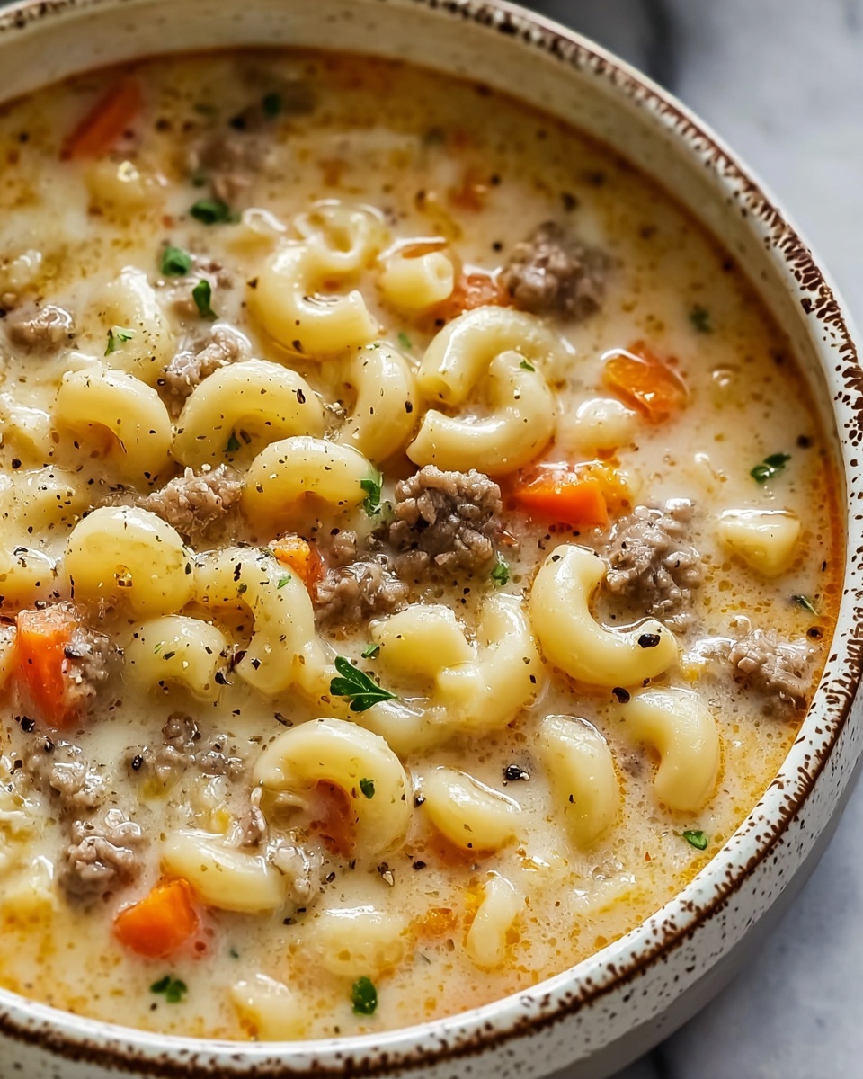 One-Pot Macaroni Cheeseburger Soup Recipe - Recipe Image