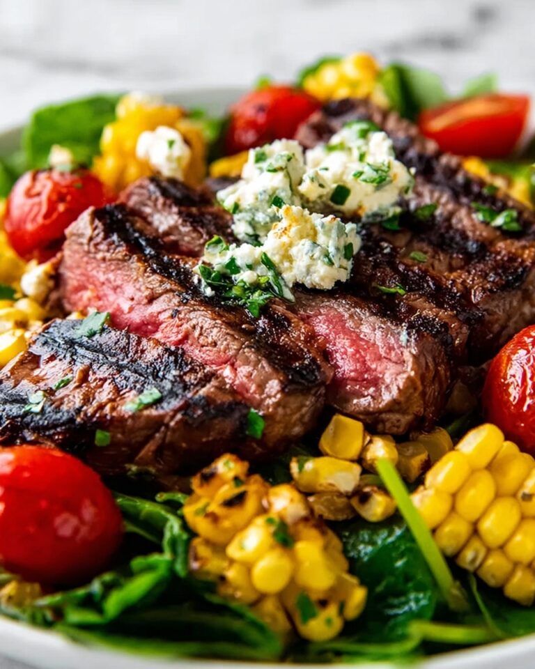 Balsamic Steak Gorgonzola Salad with Grilled Corn Recipe