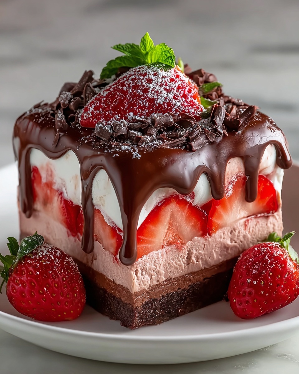Decadent Strawberry Chocolate Fantasy Ice Cream Cake Recipe - Recipe Image