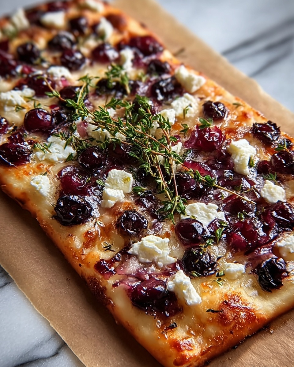 Rustic Cranberry & Balsamic Glazed Flatbread with Fresh Herbs Recipe - Recipe Image