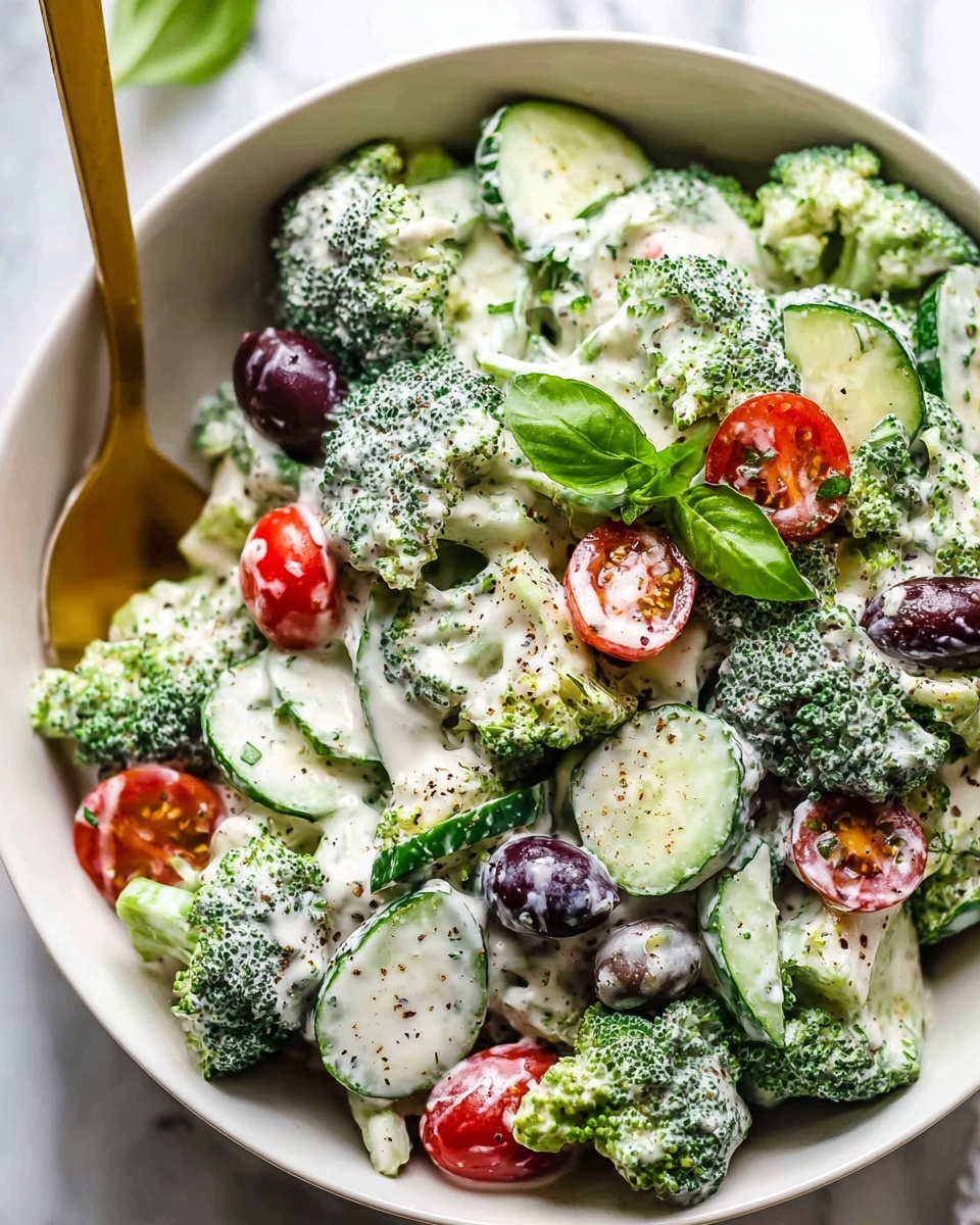Greek Healthy Broccoli Salad with Lemon Cashew Dressing Recipe - Recipe Image