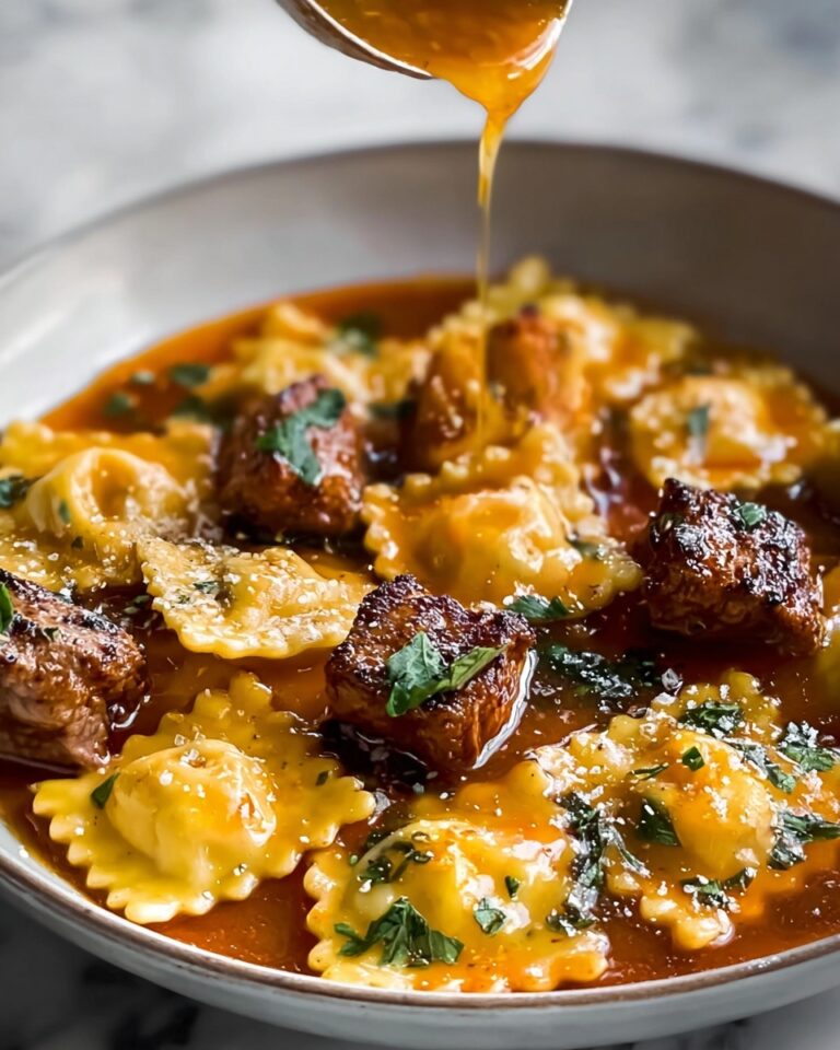 One-Skillet Garlic Butter Steak & Cheese Ravioli Recipe