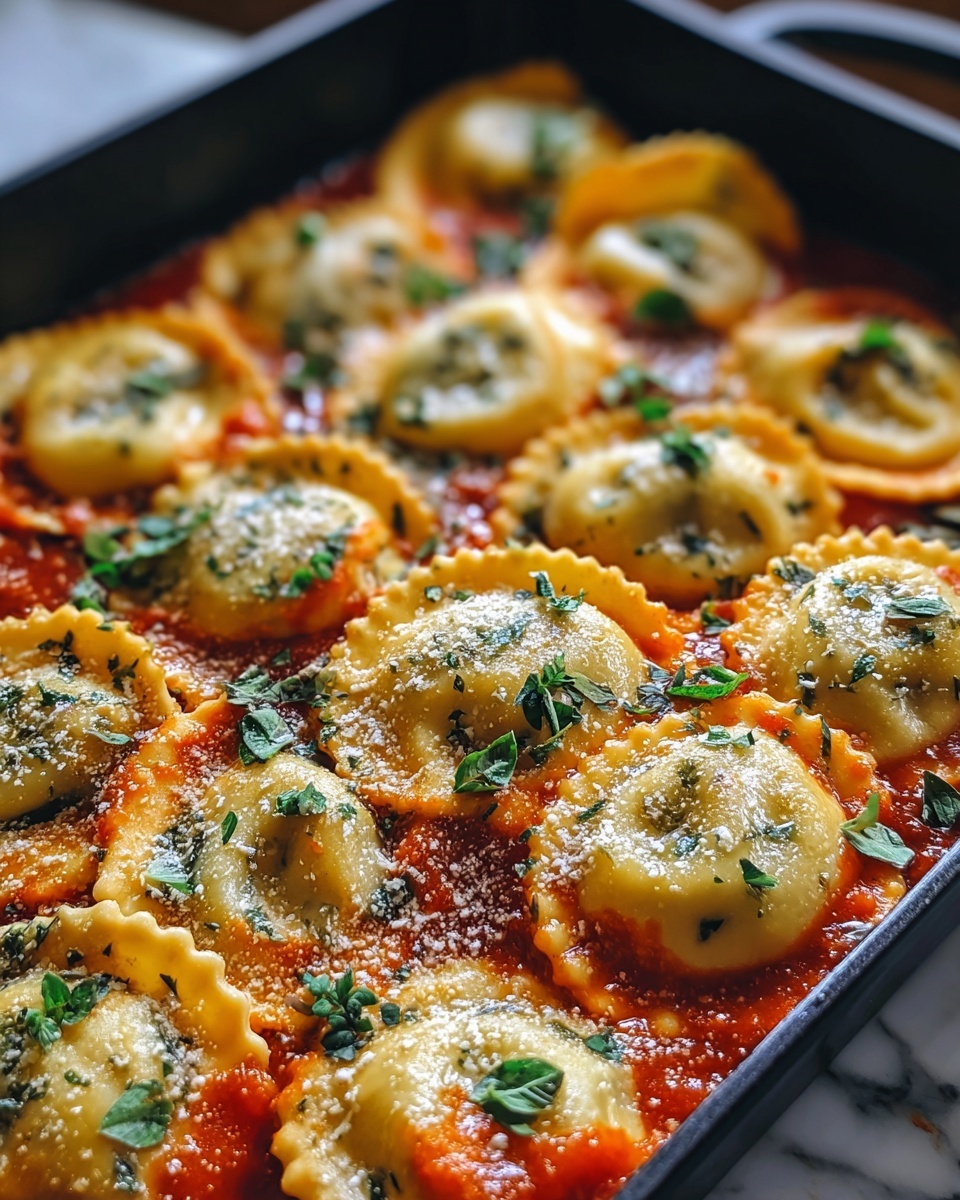 Easy Tomato Spinach Ravioli Bake Recipe - Recipe Image