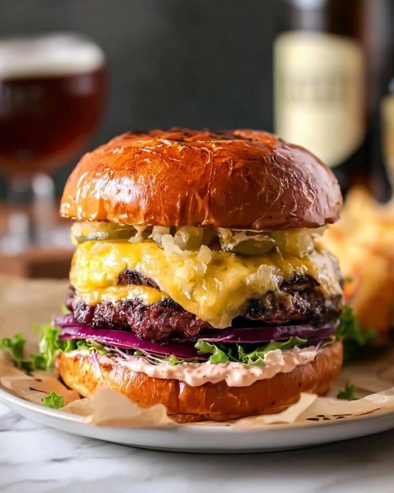 Corned Beef Burgers with Irish Cheddar and Sauerkraut Recipe