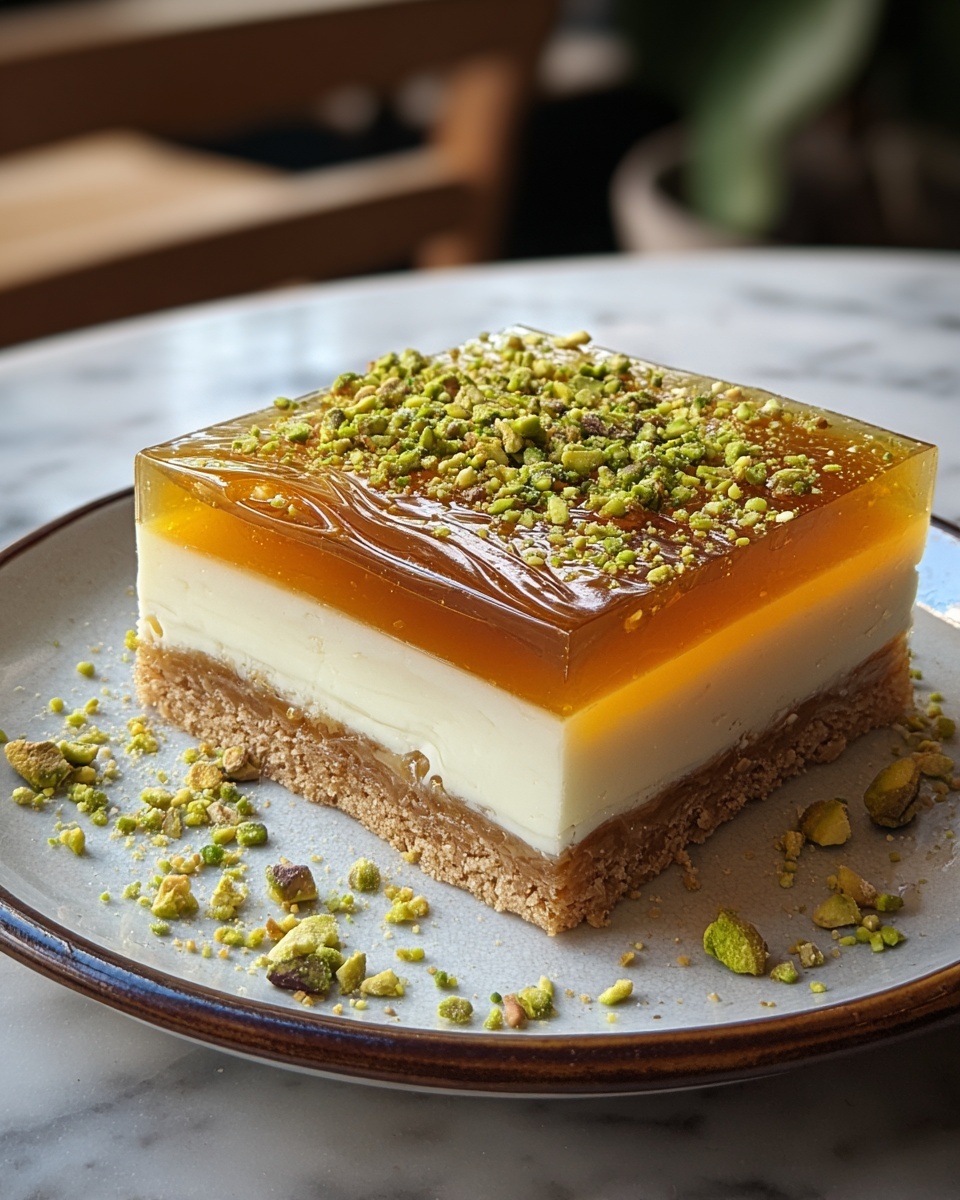Honey Pistachio Baklava Cheesecake Recipe - Recipe Image