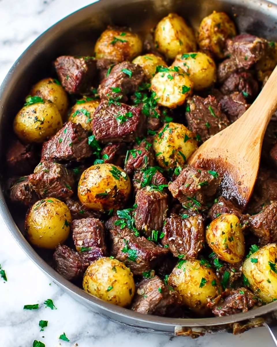 Garlic Butter Steak Bites and Potatoes Recipe - Recipe Image