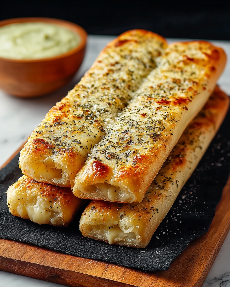 Golden Sourdough Cheesy Breadsticks Recipe - Recipe Image
